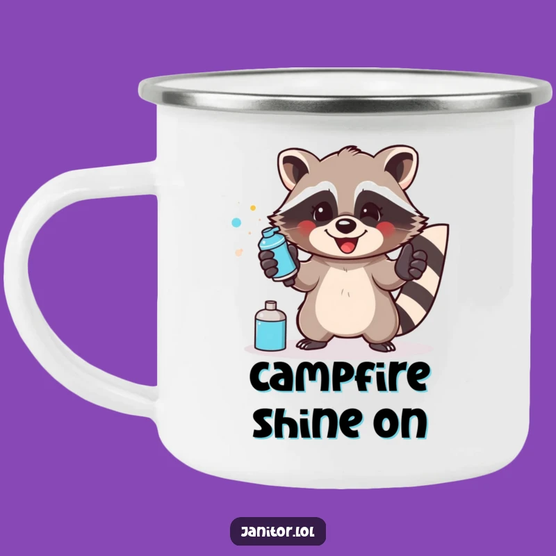 Funny Raccoon Cleaning Camping Mug: Adventure Fuel with Resourceful Humor