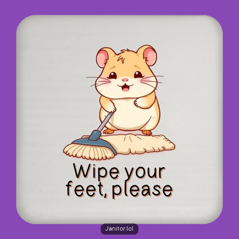 Funny Hamster Mopping Coaster - Protect Surfaces with Humor!