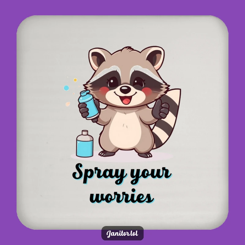 Funny Raccoon Cleaning Coasters: Protect Surfaces with Resourceful Humor