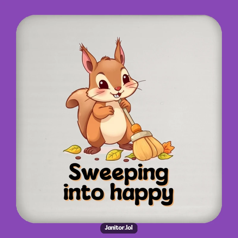Funny Squirrel Sweeping Coasters: Protect Surfaces with Autumnal Humor