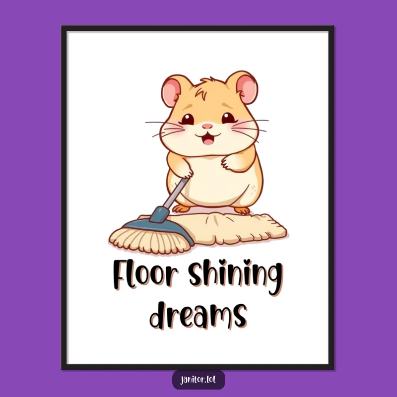 Funny Hamster Mopping Poster - Hilarious Art for a Sparkling Home!