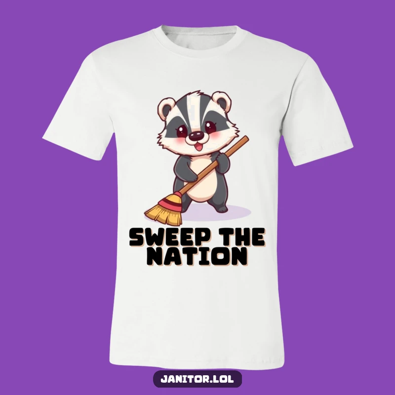 Funny Badger Floor T-Shirt: Cheerful Sweeping & Hilarious Gift