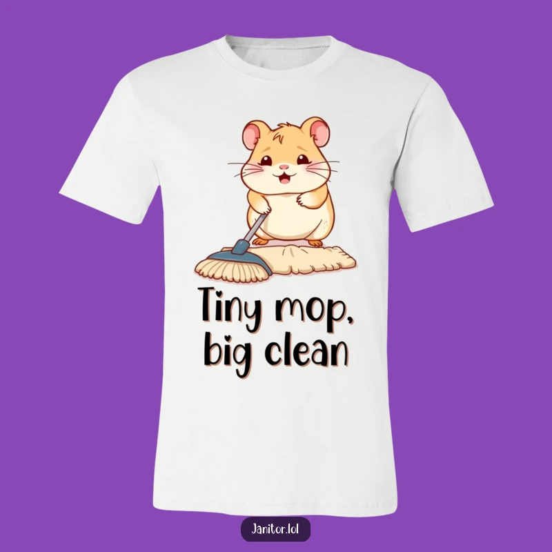 Funny Hamster Mopping T-Shirt - Hilarious Critter Apparel for Laughs!