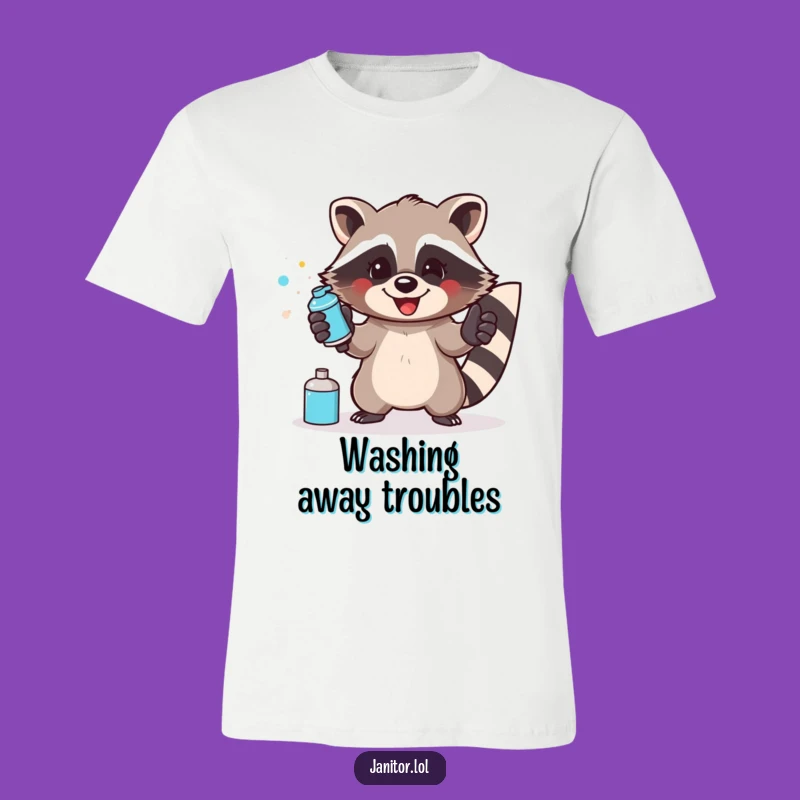 Funny Raccoon Cleaning T-Shirt: Get Things Sparkling with Humor