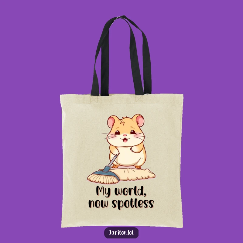 Funny Hamster Mopping Tote Bag - Carry Your Essentials Hilariously!